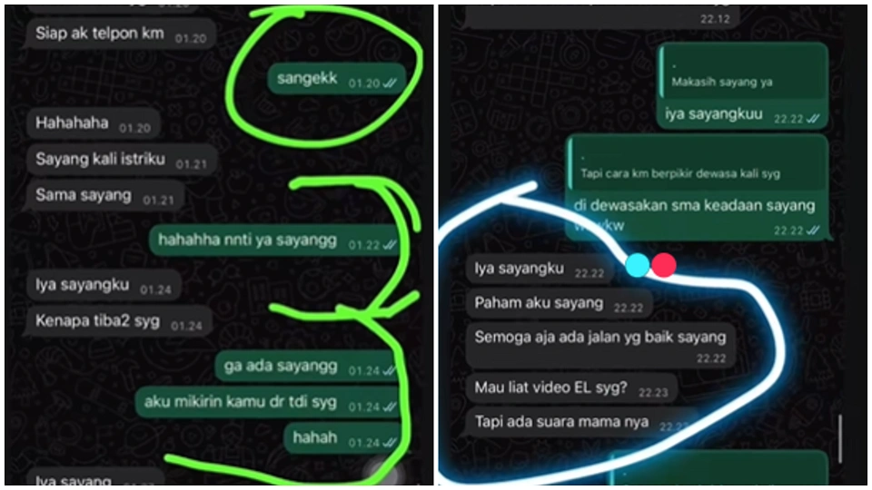 Kolase chat Sarah dan Ronny (TikTok)